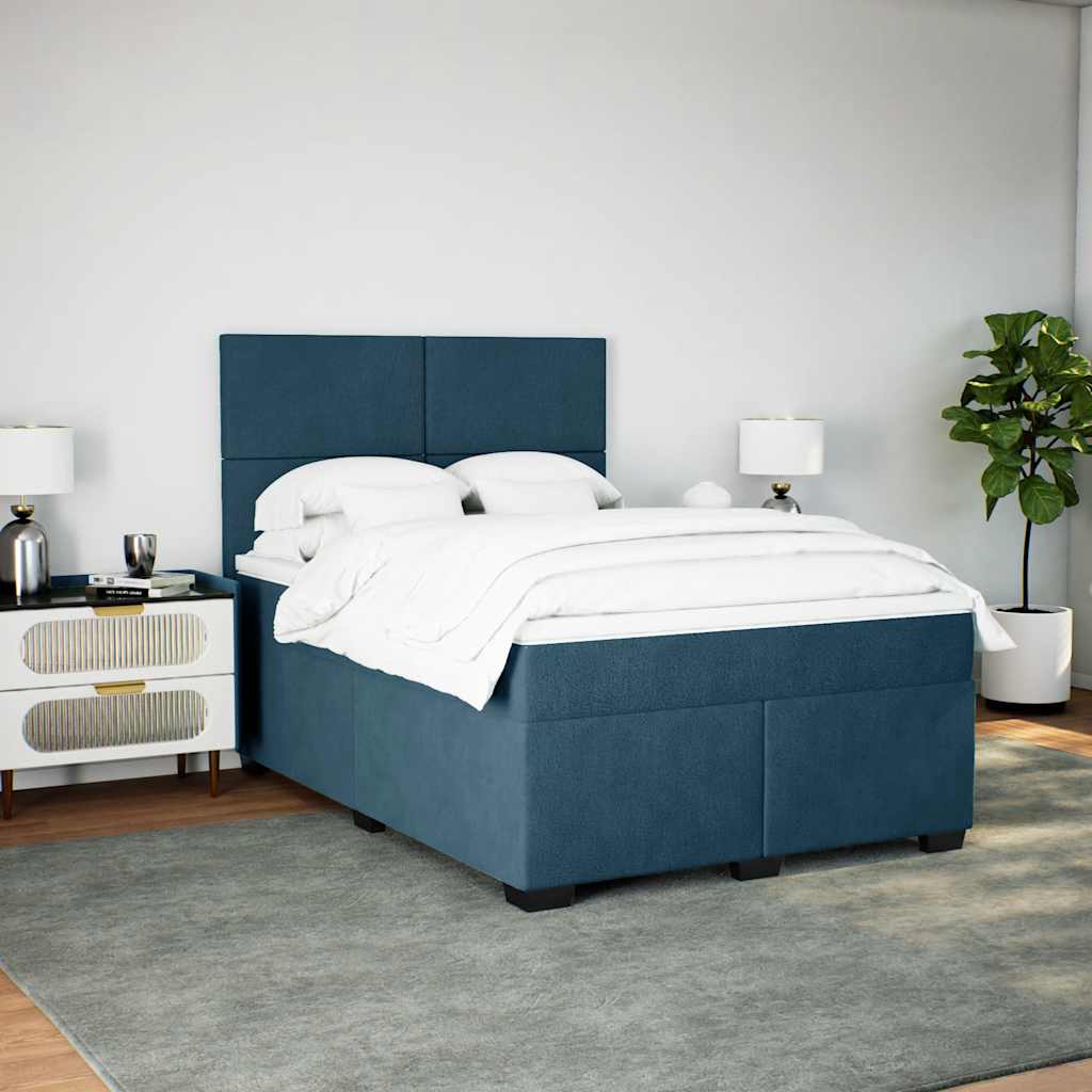 Giroletto a Molle con Materasso Blu 140x190 cm in Velluto