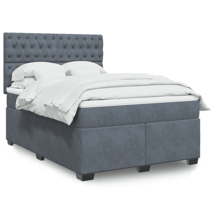 Giroletto a Molle con Materasso Grigio Scuro 140x190 cm Velluto