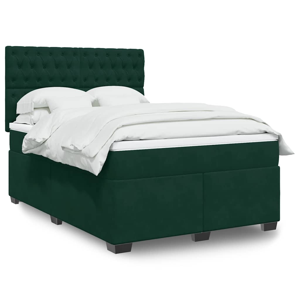 Giroletto a Molle con Materasso Verde Scuro 140x190 cm Velluto