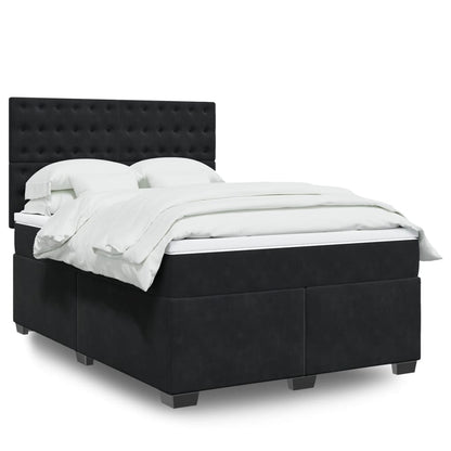 Giroletto a Molle con Materasso Nero 140x190 cm in Velluto