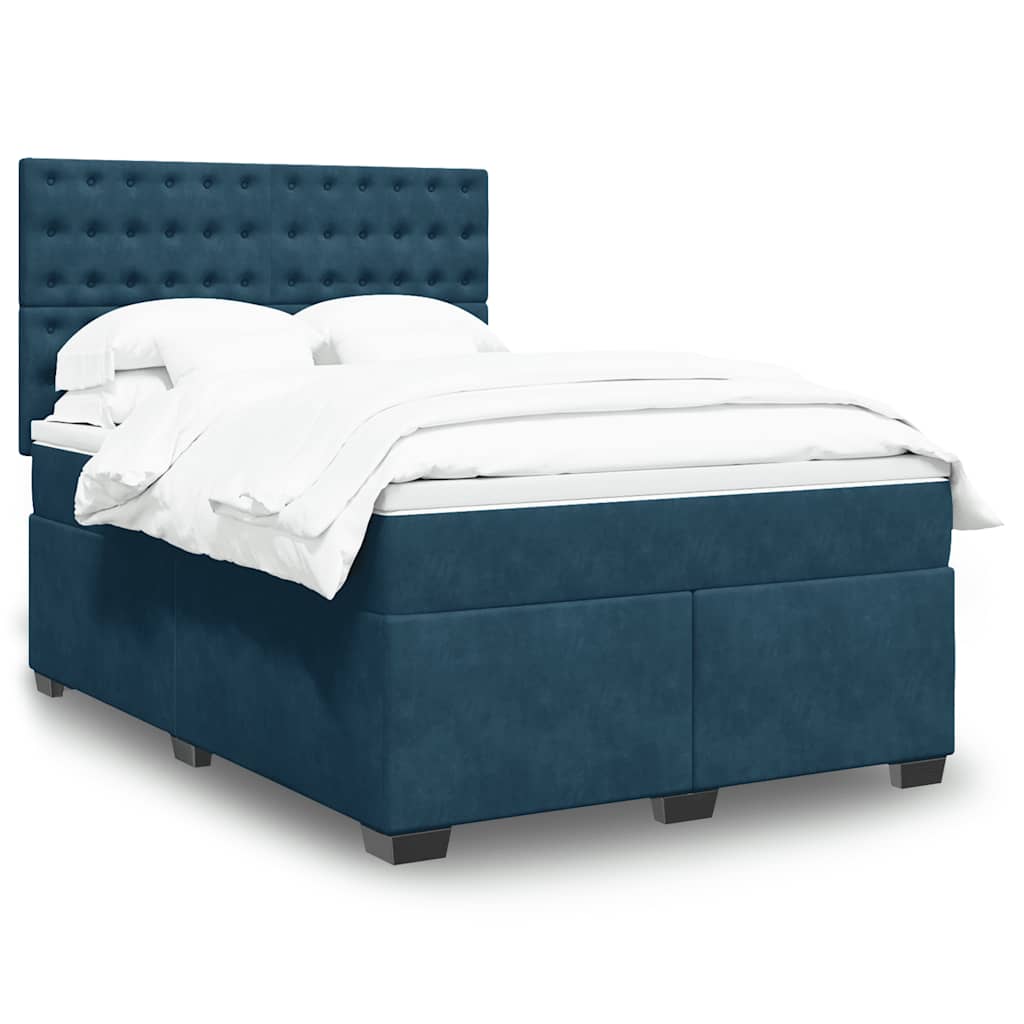 Giroletto a Molle con Materasso Blu 140x190 cm in Velluto