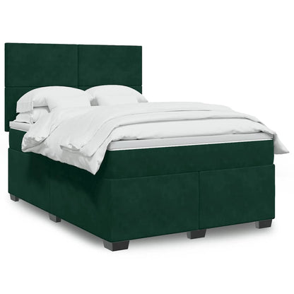 Giroletto a Molle con Materasso Verde Scuro 140x200 cm Velluto