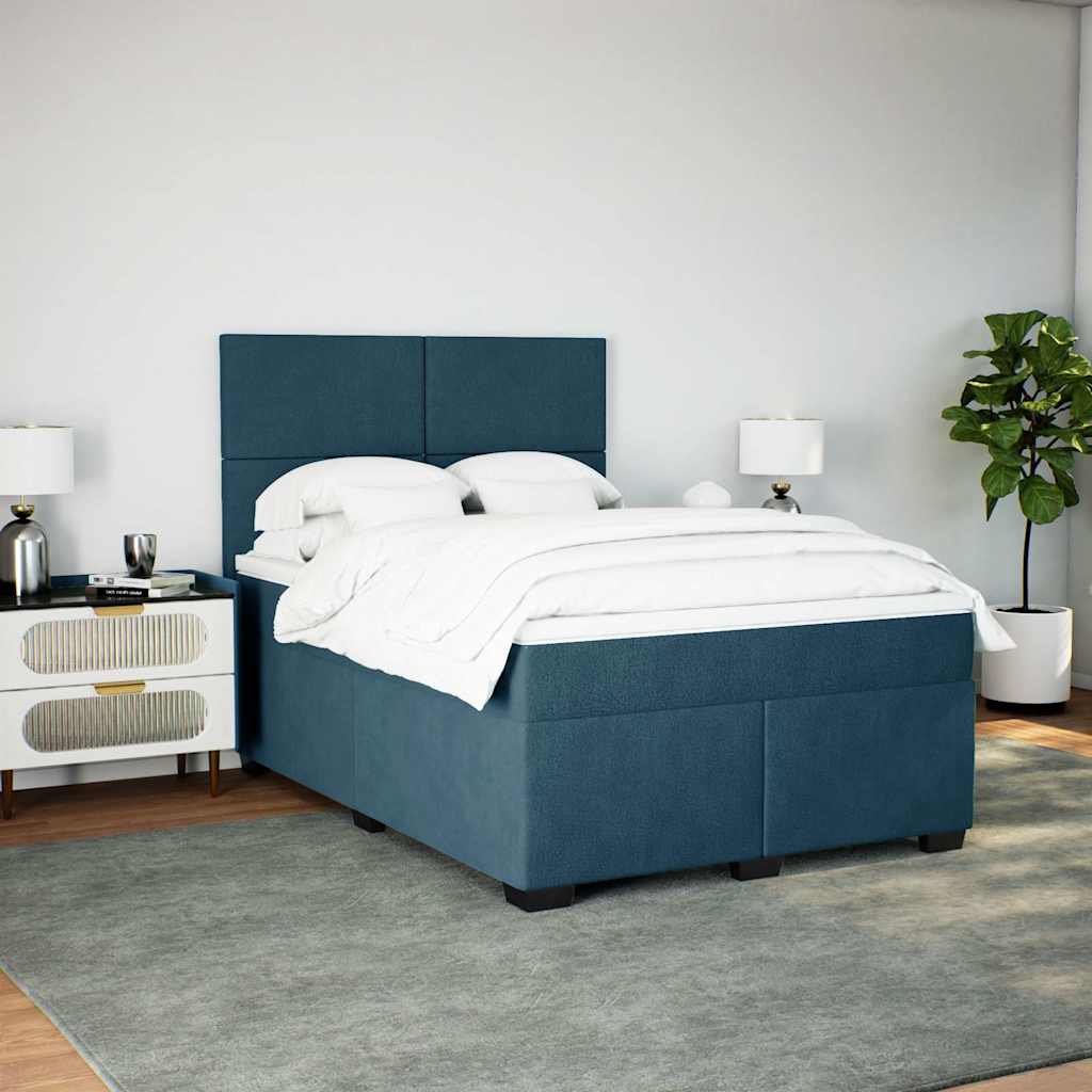 Giroletto a Molle con Materasso Blu 140x200 cm in Velluto