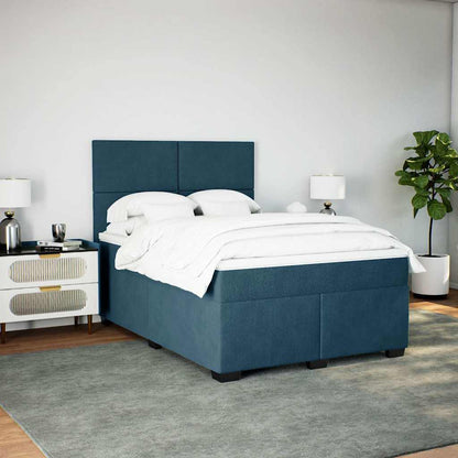 Giroletto a Molle con Materasso Blu 140x200 cm in Velluto