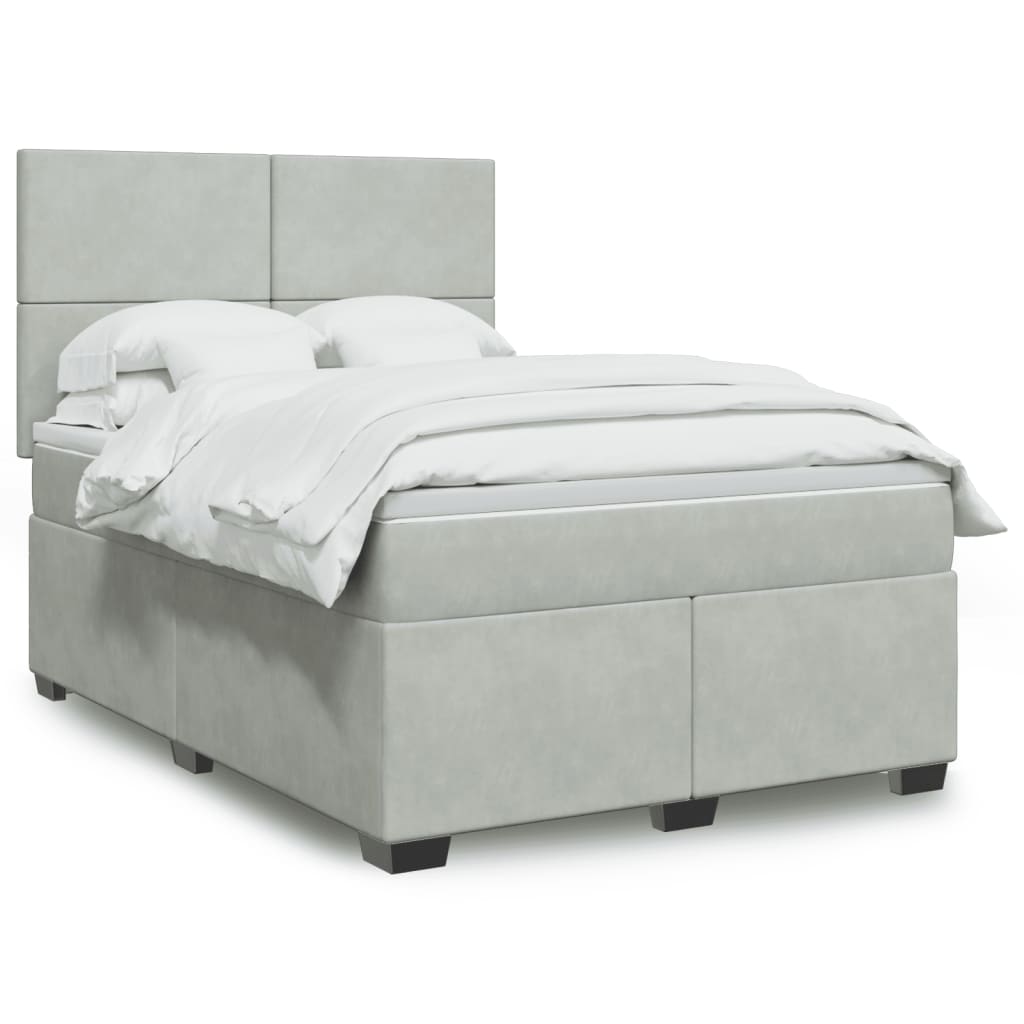 Giroletto a Molle con Materasso Grigio Chiaro 160x200cm Velluto