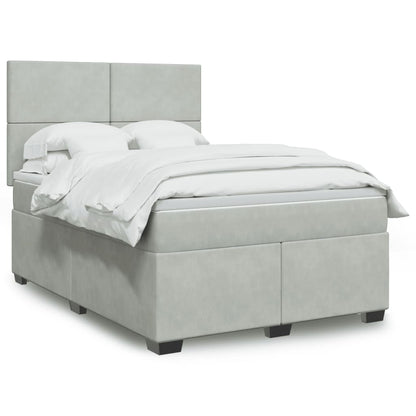 Giroletto a Molle con Materasso Grigio Chiaro 160x200cm Velluto