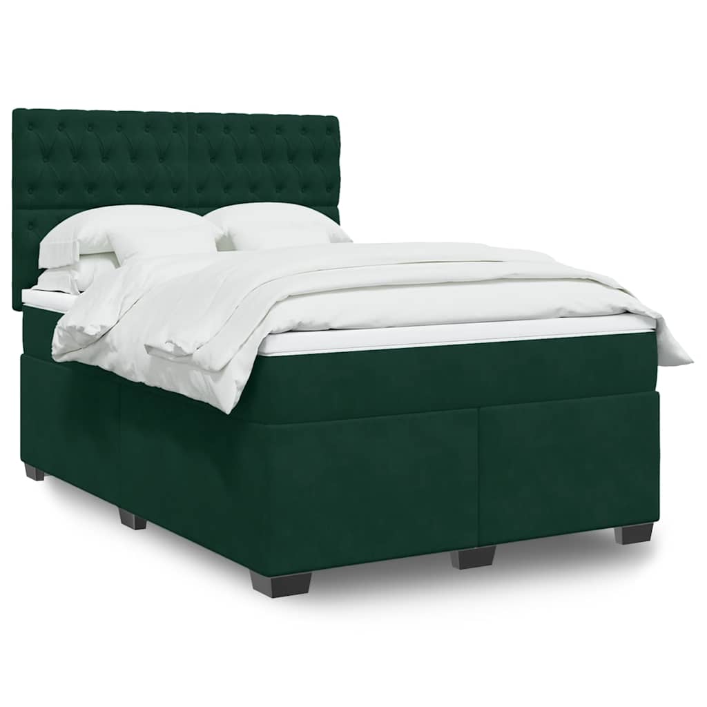 Giroletto a Molle con Materasso Verde Scuro 160x200 cm Velluto