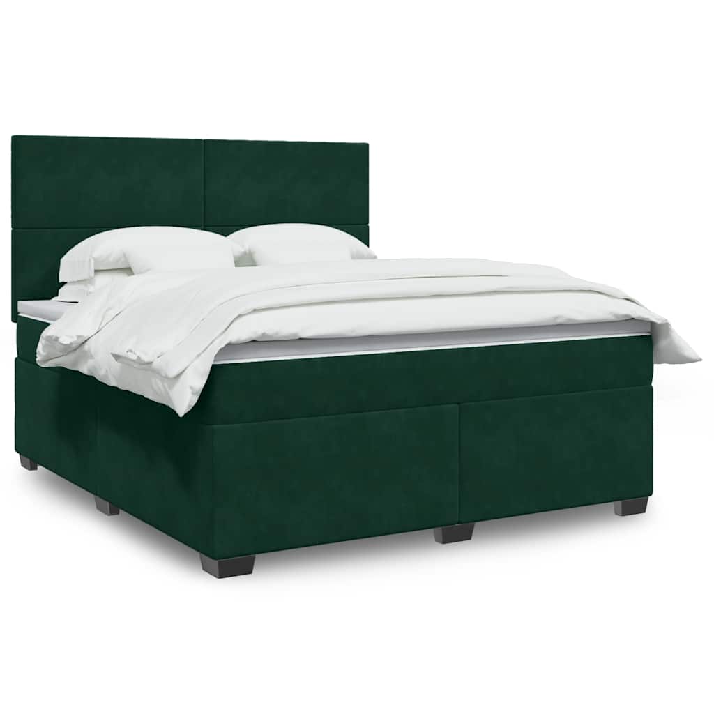 Giroletto a Molle con Materasso Verde Scuro 180x200 cm Velluto