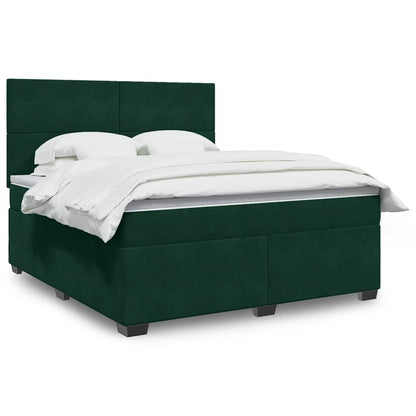 Giroletto a Molle con Materasso Verde Scuro 180x200 cm Velluto