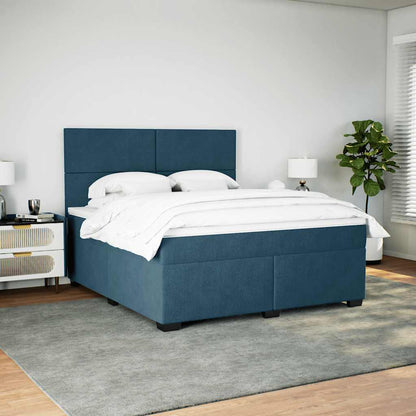 Giroletto a Molle con Materasso Blu 180x200 cm in Velluto