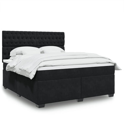 Giroletto a Molle con Materasso Nero 180x200 cm in Velluto