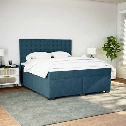Giroletto a Molle con Materasso Blu 180x200 cm in Velluto
