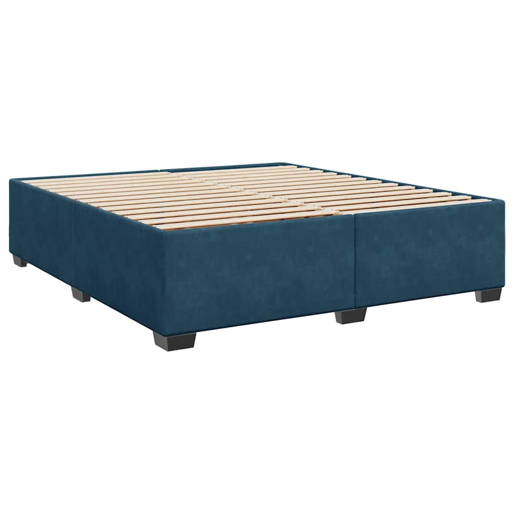 Giroletto a Molle con Materasso Blu 200x200 cm in Velluto
