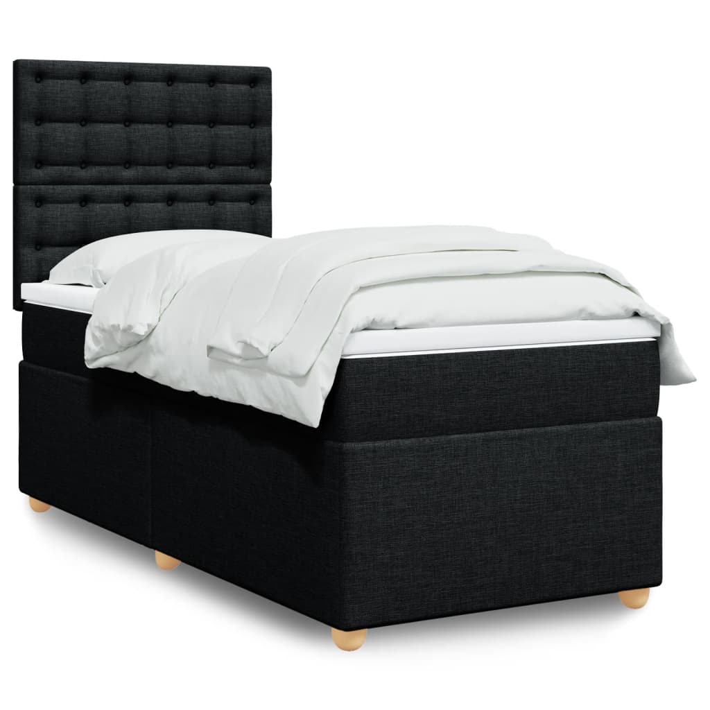 Giroletto a Molle con Materasso Nero 90x190 cm in Tessuto