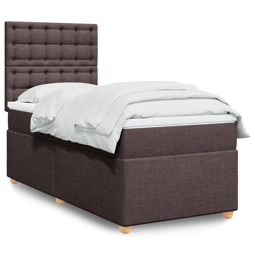 Giroletto a Molle con Materasso Marrone Scuro 90x190cm Tessuto