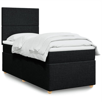 Giroletto a Molle con Materasso Nero 90x200 cm in Tessuto