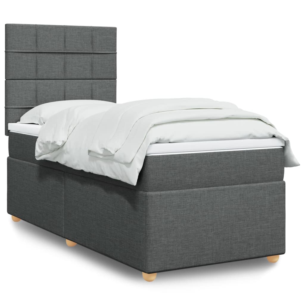 Giroletto a Molle con Materasso Grigio Scuro 100x200 cm Tessuto