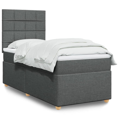 Giroletto a Molle con Materasso Grigio Scuro 100x200 cm Tessuto