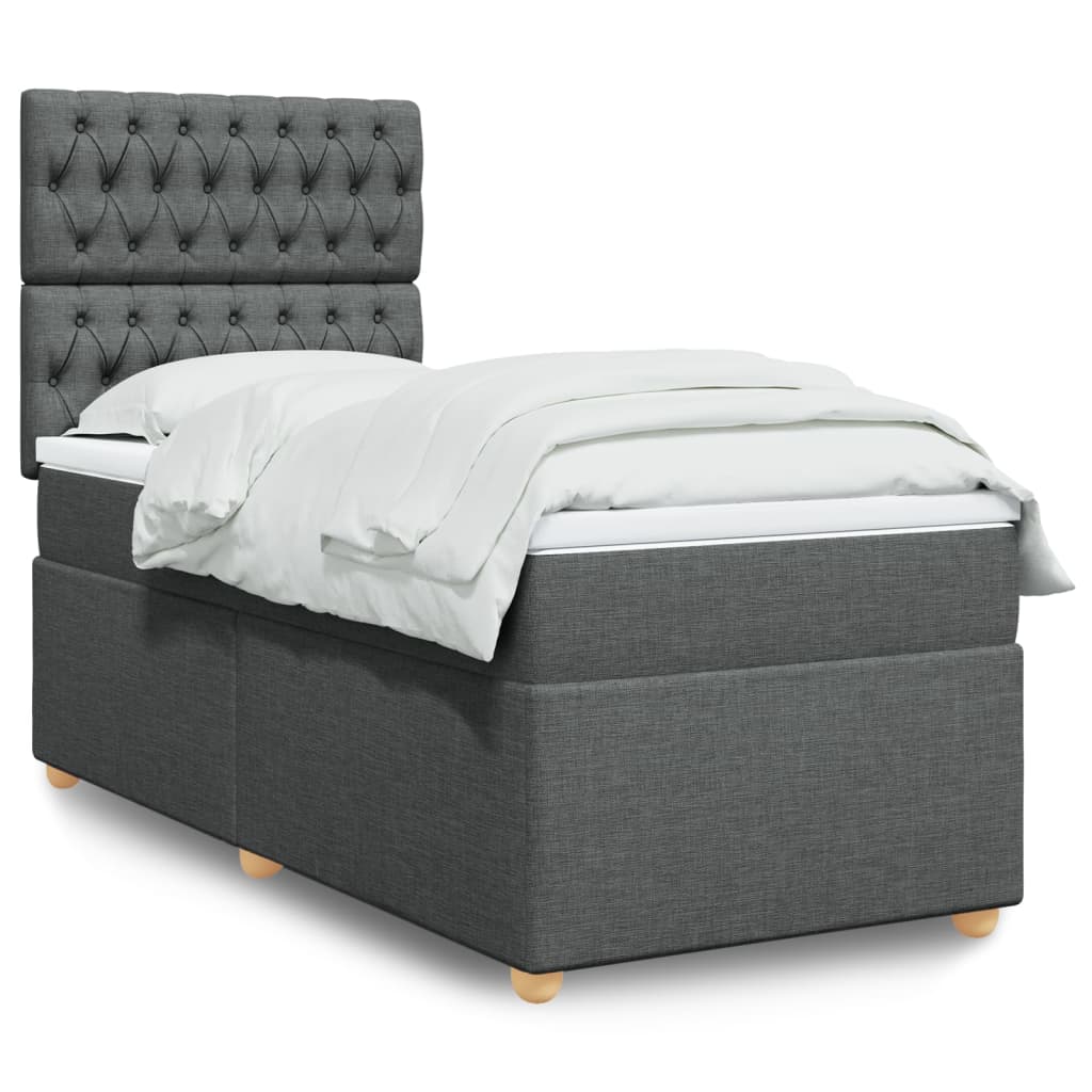 Giroletto a Molle con Materasso Grigio Scuro 100x200 cm Tessuto
