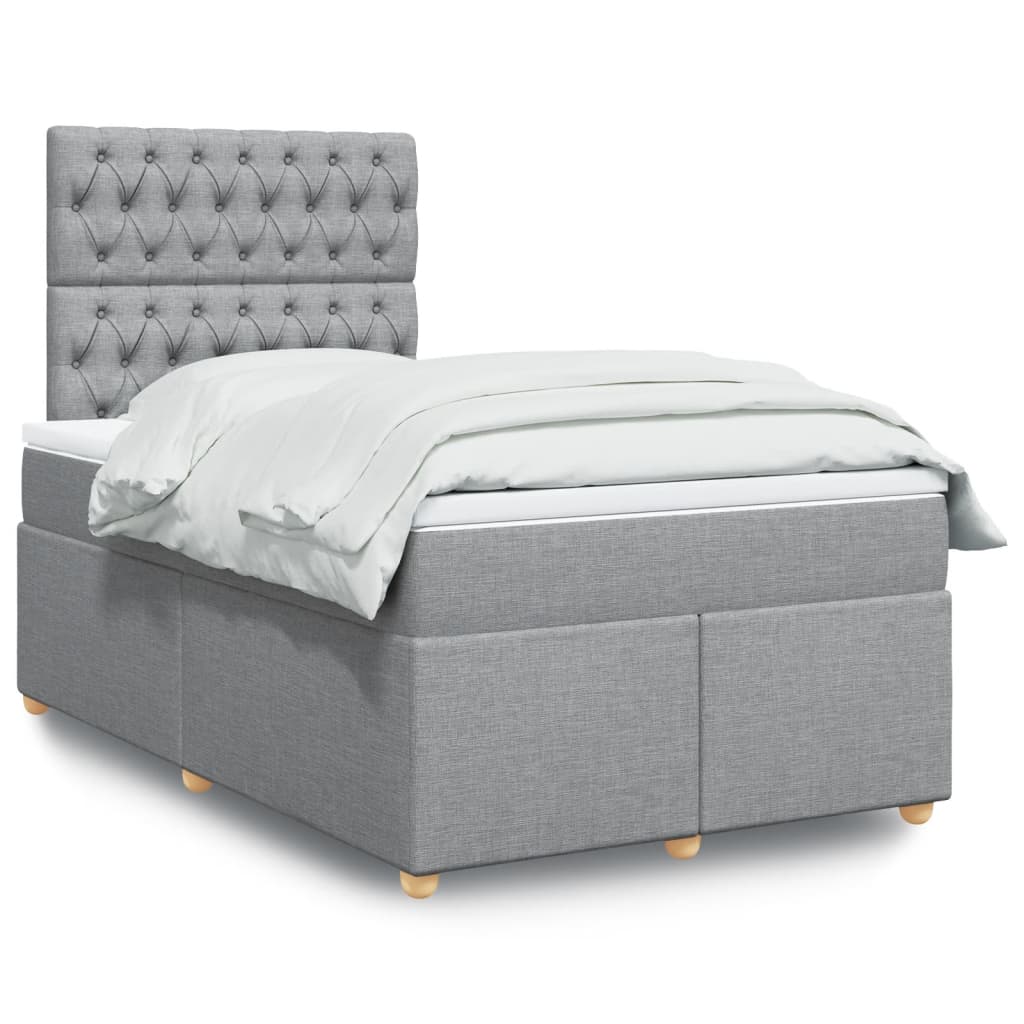 Giroletto a Molle con Materasso Grigio Chiaro 120x200cm Tessuto