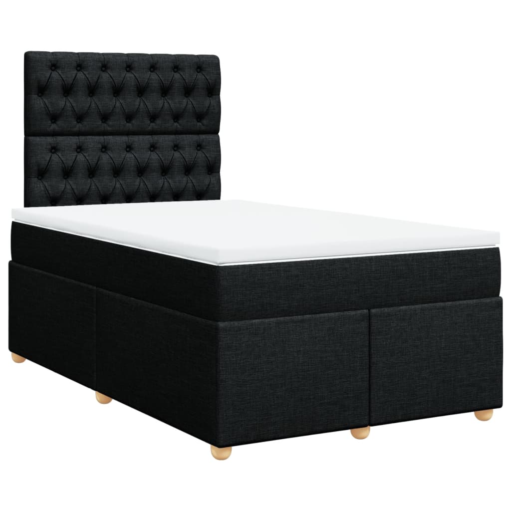 Giroletto a Molle con Materasso Nero 120x200 cm in Tessuto
