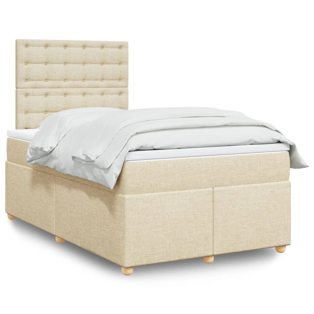 Giroletto a Molle con Materasso Crema 120x200 cm in Tessuto