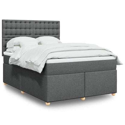 Giroletto a Molle con Materasso Grigio Scuro 140x190 cm Tessuto