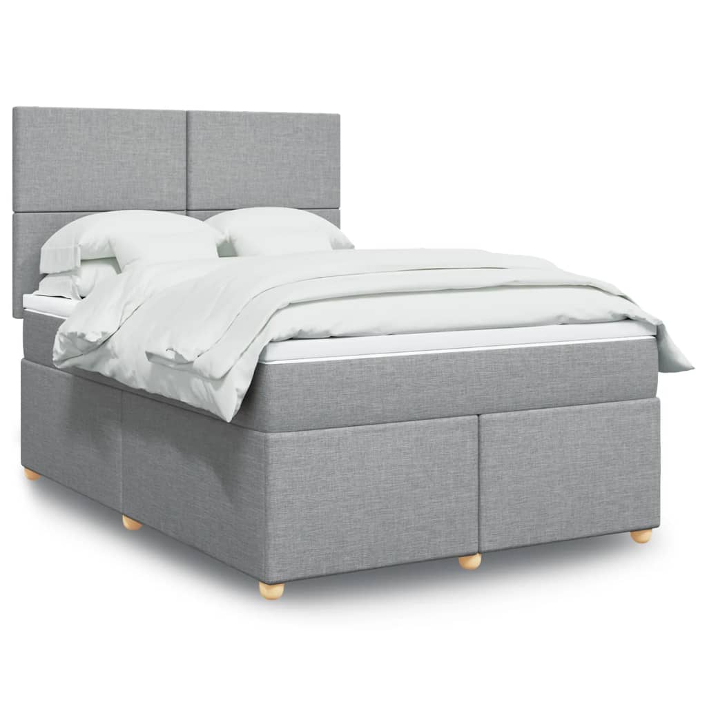 Giroletto a Molle con Materasso Grigio Chiaro 140x200cm Tessuto