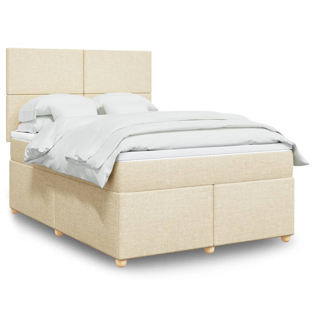 Giroletto a Molle con Materasso Crema 140x200 cm in Tessuto