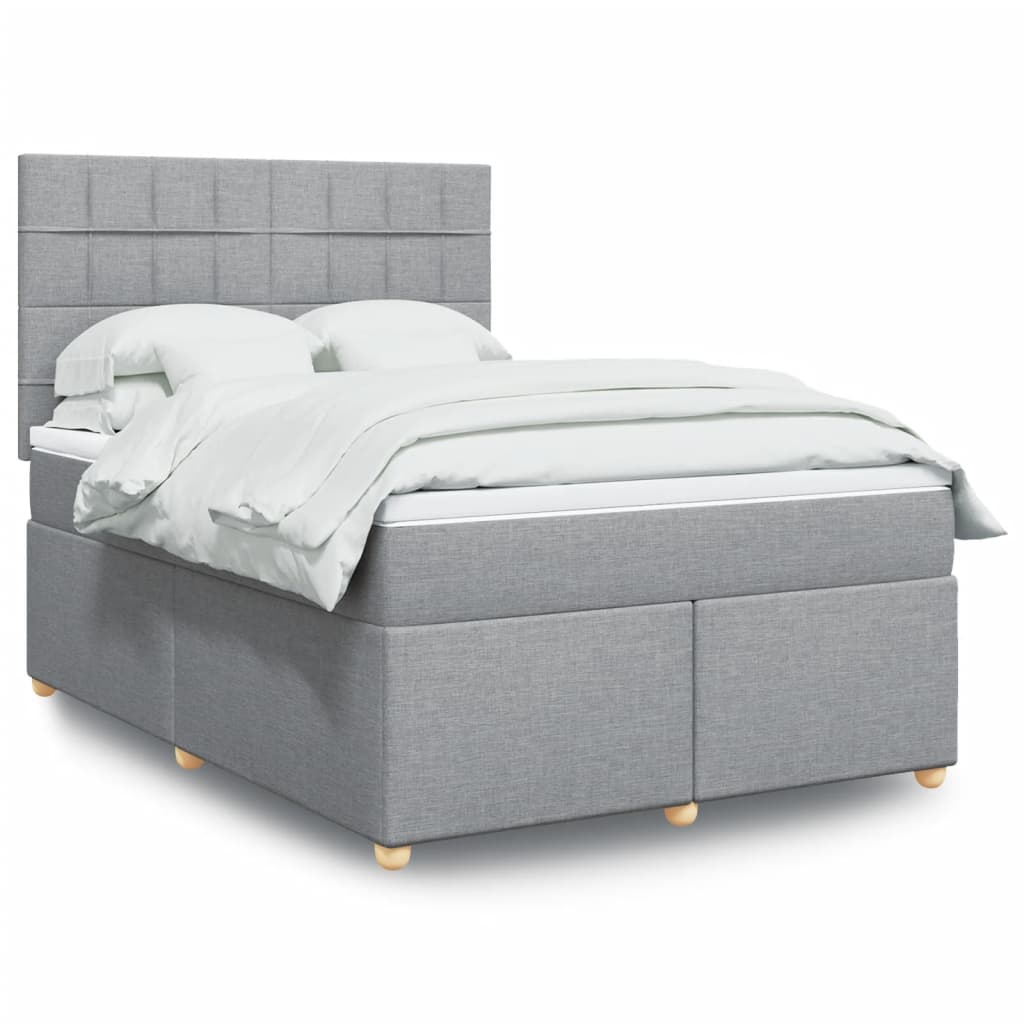 Giroletto a Molle con Materasso Grigio Chiaro 140x200cm Tessuto