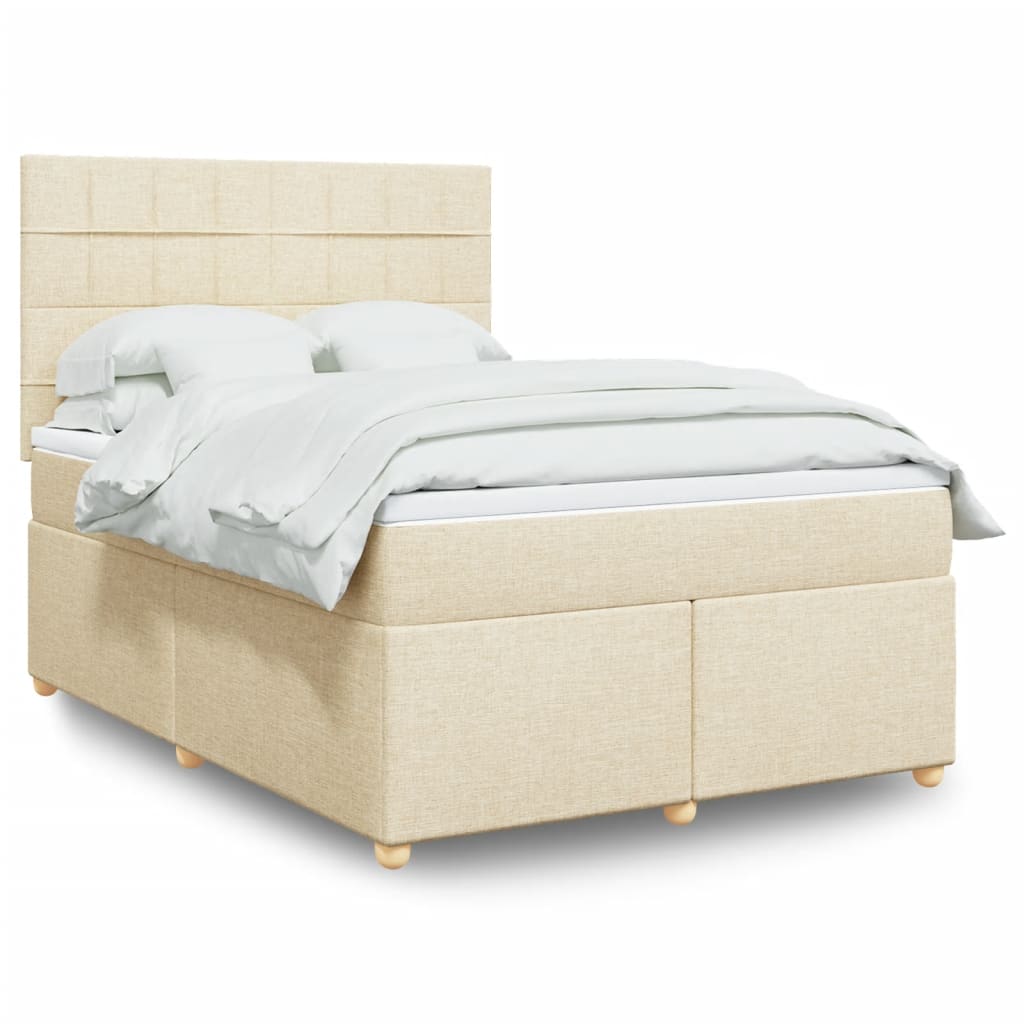 Giroletto a Molle con Materasso Crema 140x200 cm in Tessuto
