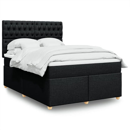 Giroletto a Molle con Materasso Nero 140x200 cm in Tessuto