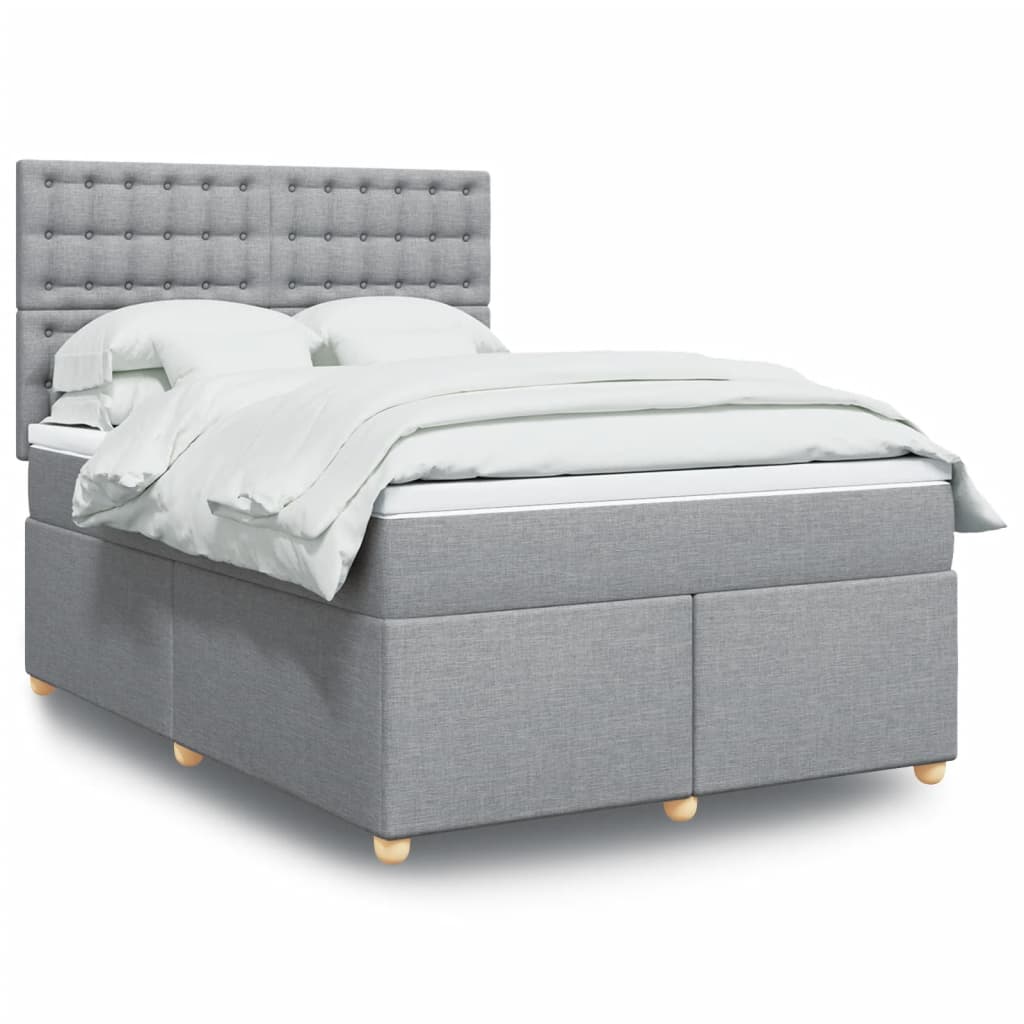 Giroletto a Molle con Materasso Grigio Chiaro 140x200cm Tessuto