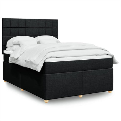 Giroletto a Molle con Materasso Nero 160x200 cm in Tessuto