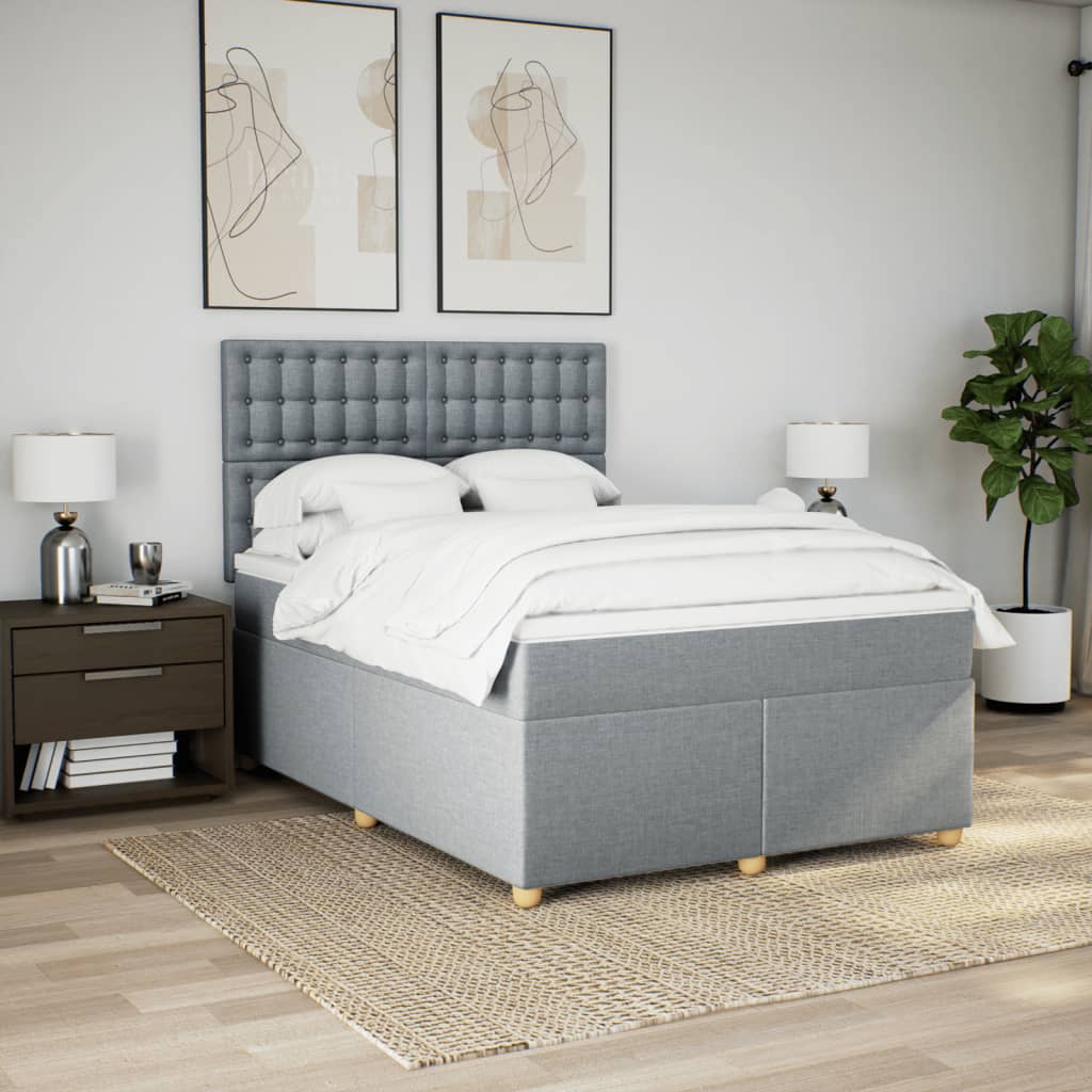 Giroletto a Molle con Materasso Grigio Chiaro 160x200cm Tessuto