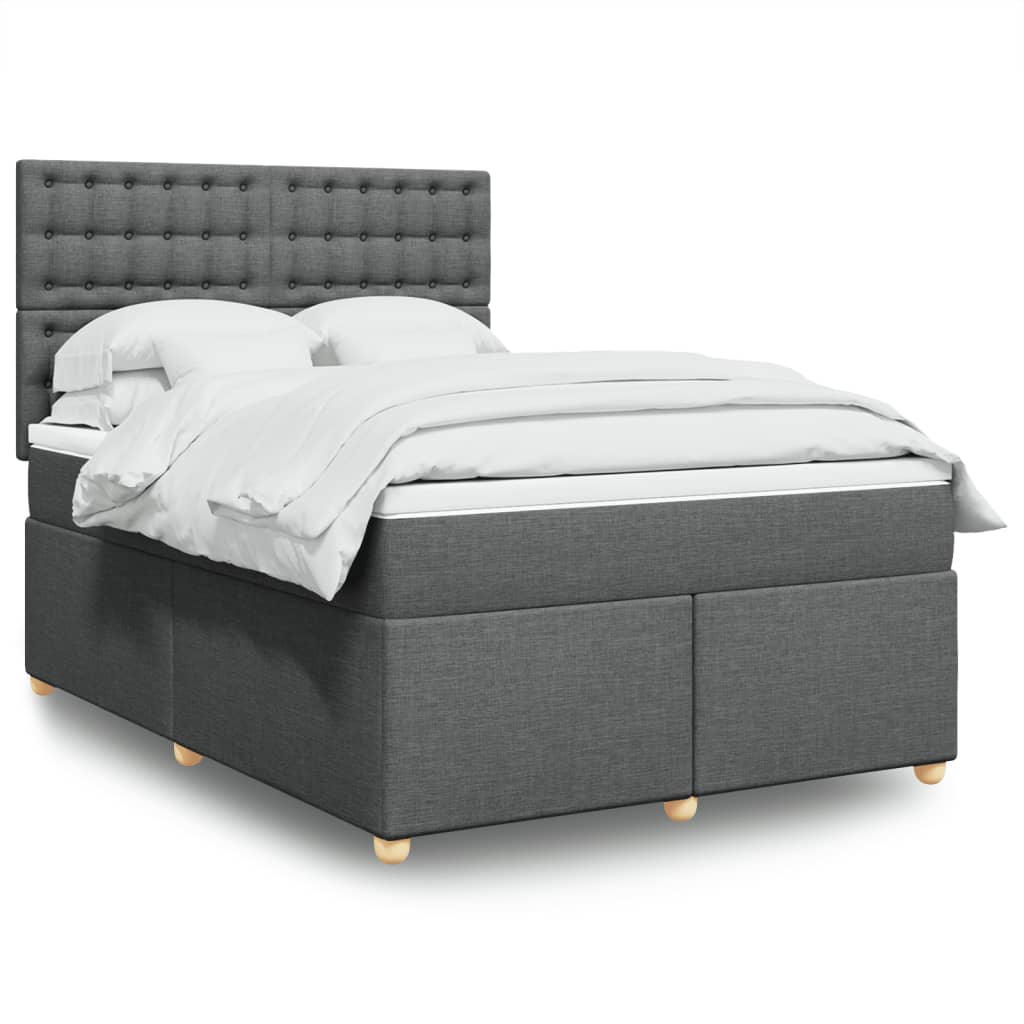 Giroletto a Molle con Materasso Grigio Scuro 160x200 cm Tessuto