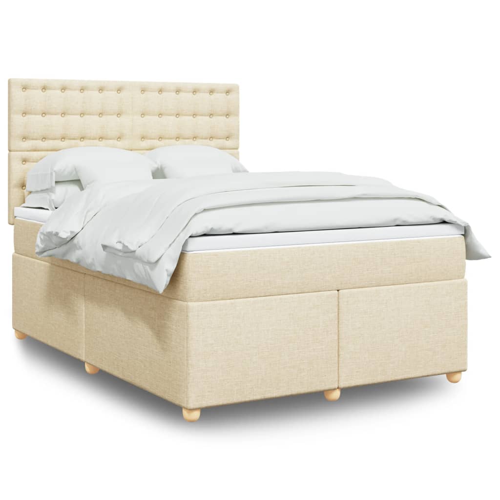 Giroletto a Molle con Materasso Crema 160x200 cm in Tessuto