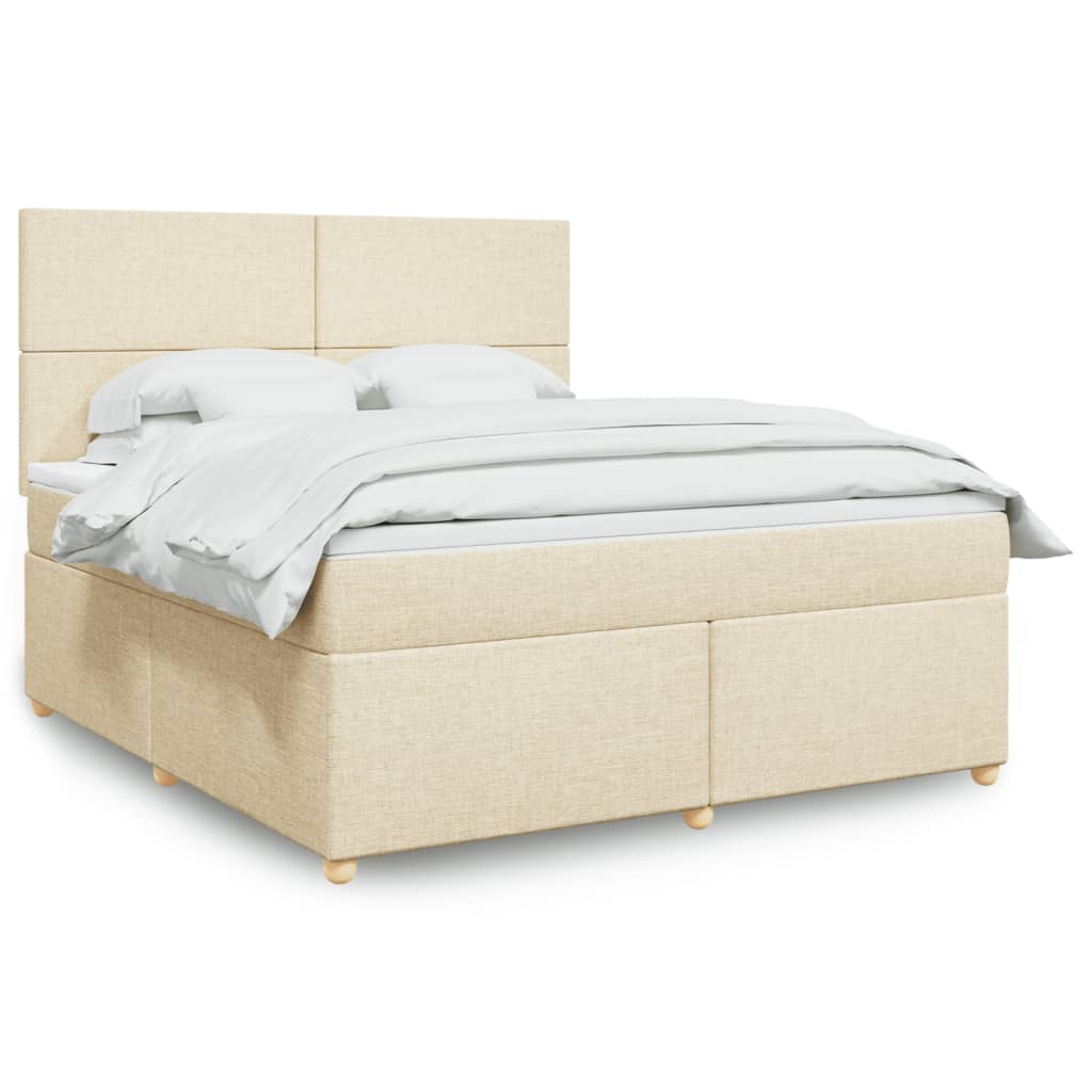 Giroletto a Molle con Materasso Crema 180x200 cm in Tessuto