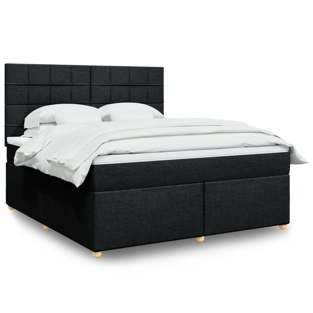 Giroletto a Molle con Materasso Nero 180x200 cm in Tessuto