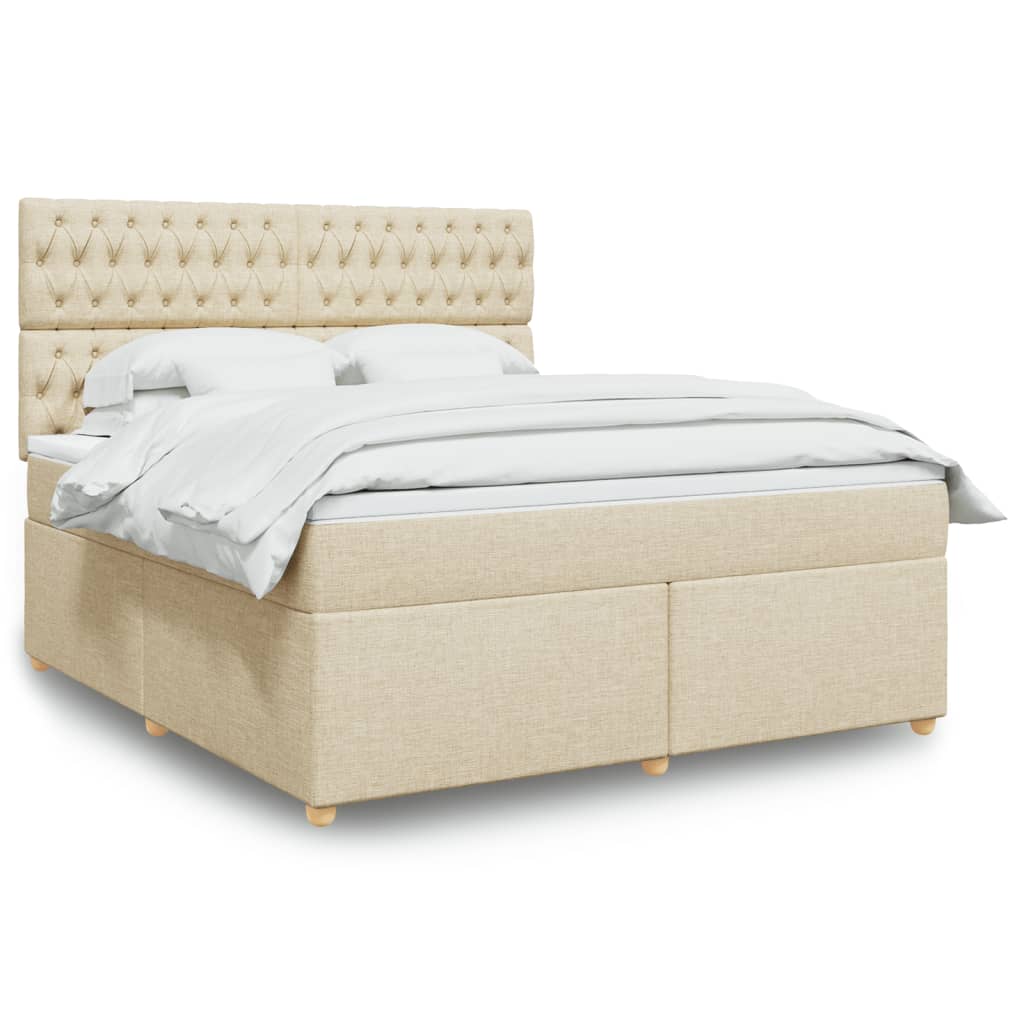 Giroletto a Molle con Materasso Crema 180x200 cm in Tessuto