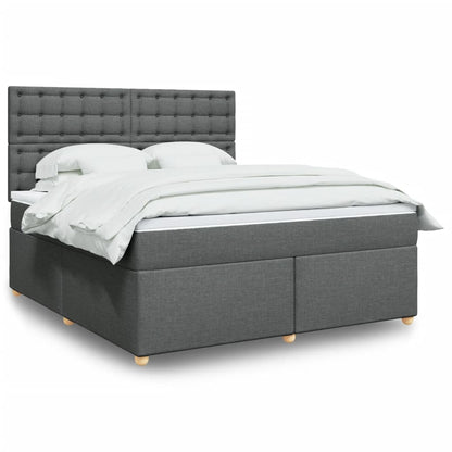 Giroletto a Molle con Materasso Grigio Scuro 180x200 cm Tessuto