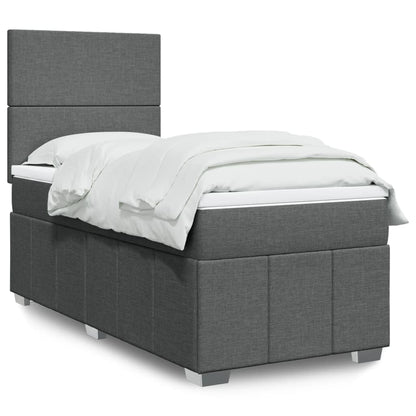 Giroletto a Molle con Materasso Grigio Scuro 90x190 cm Tessuto