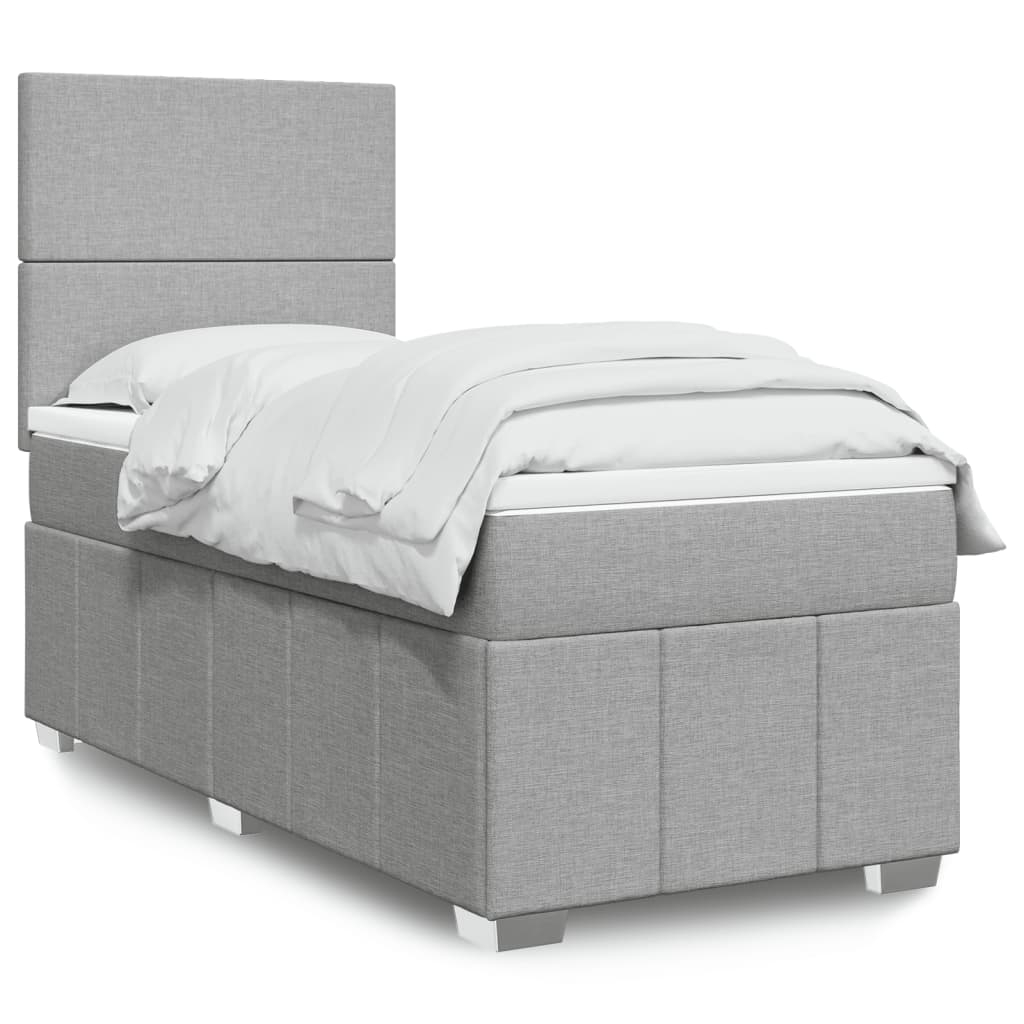 Giroletto a Molle con Materasso Grigio Chiaro 90x200 cm Tessuto