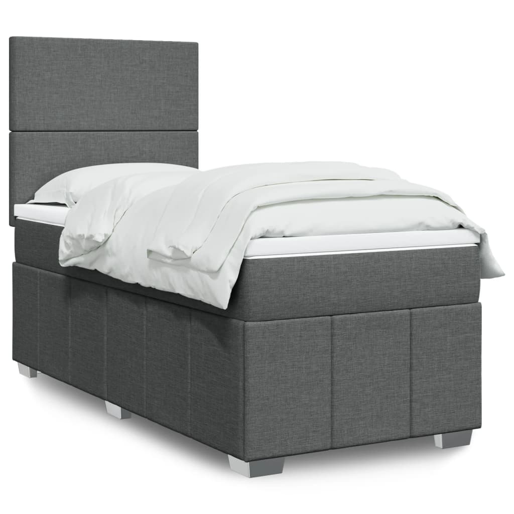 Giroletto a Molle con Materasso Grigio Scuro 90x200 cm Tessuto