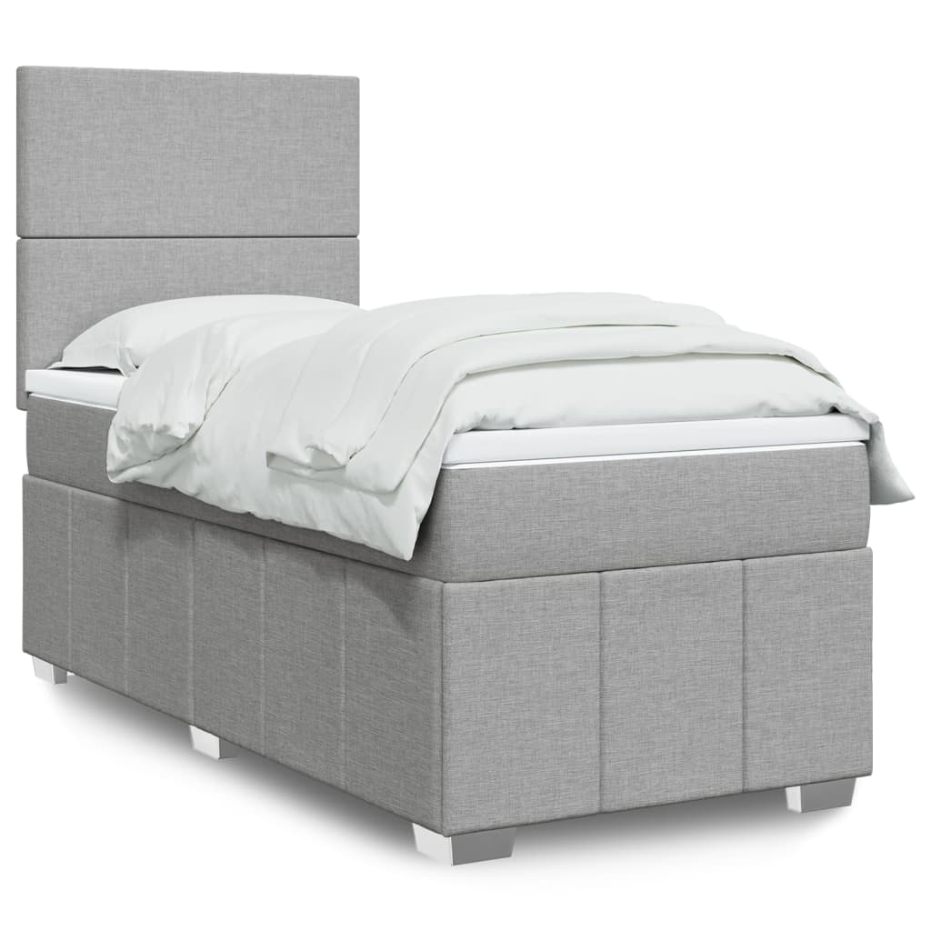 Giroletto a Molle con Materasso Grigio Chiaro100x200 cm Tessuto