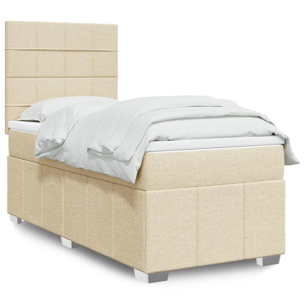Giroletto a Molle con Materasso Crema 100x200 cm in Tessuto