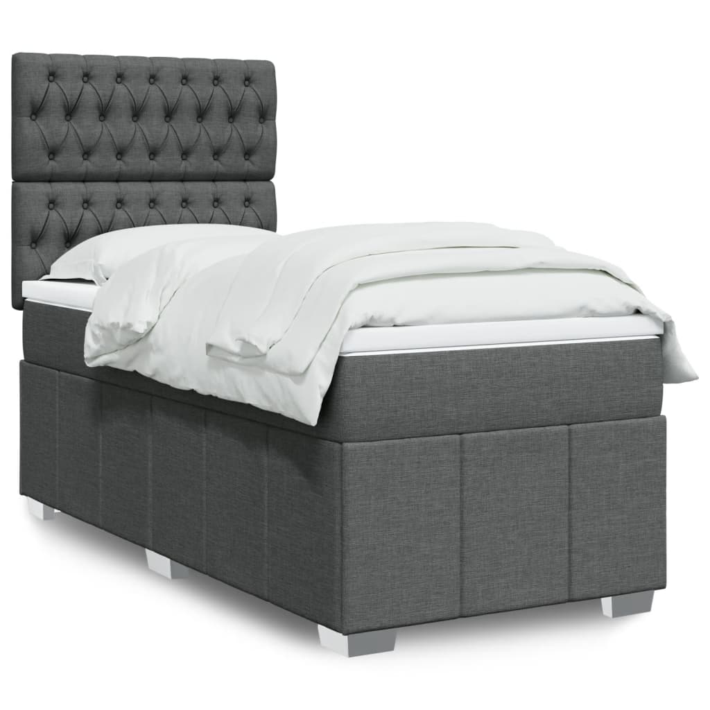 Giroletto a Molle con Materasso Grigio Scuro 100x200 cm Tessuto