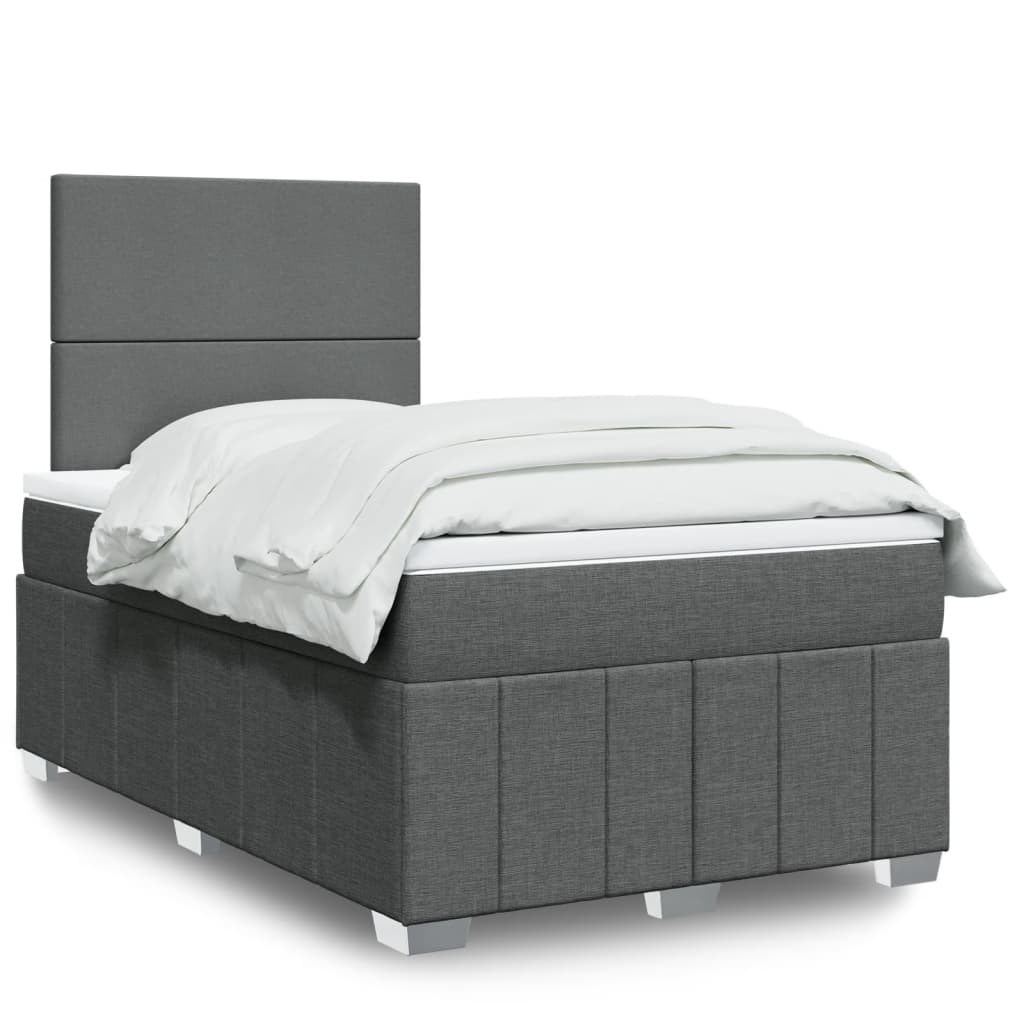 Giroletto a Molle con Materasso Grigio Scuro 120x200 cm Tessuto