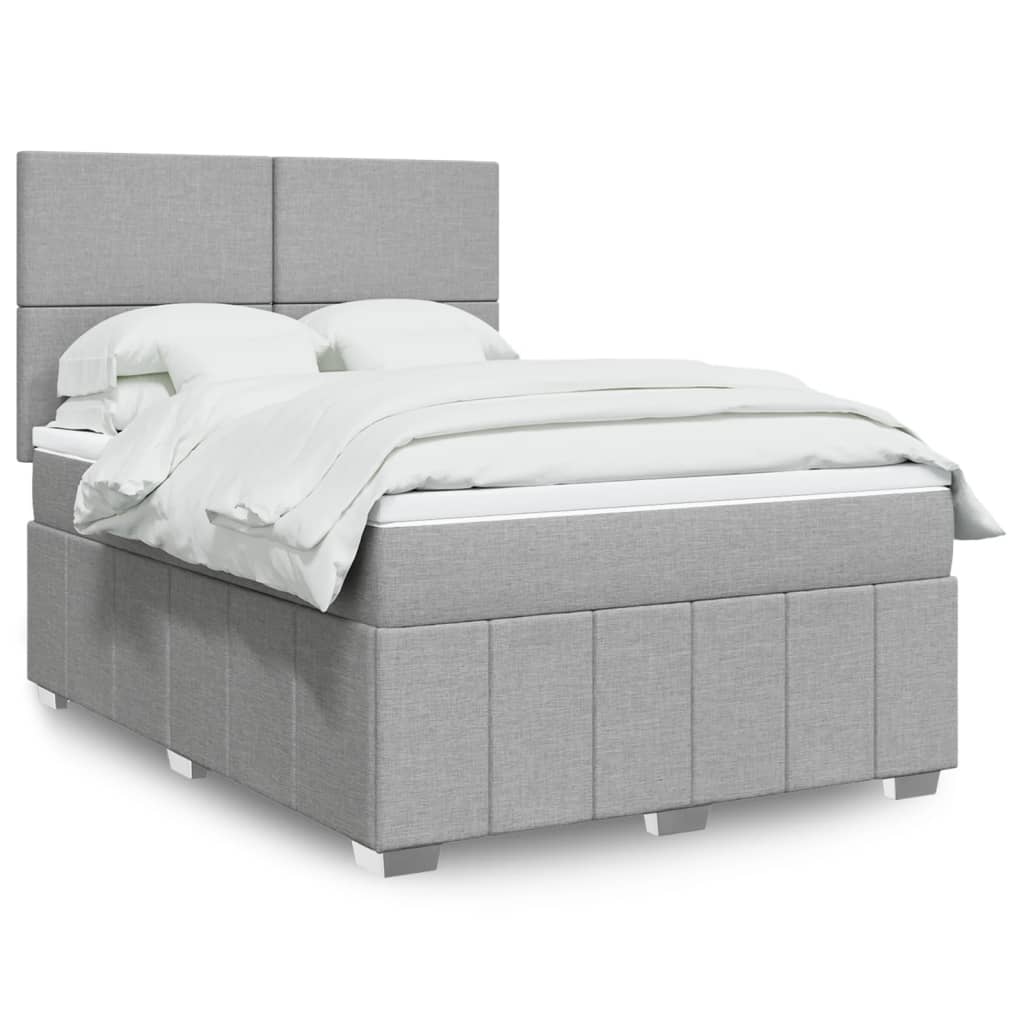 Giroletto a Molle con Materasso Grigio Chiaro 140x200cm Tessuto