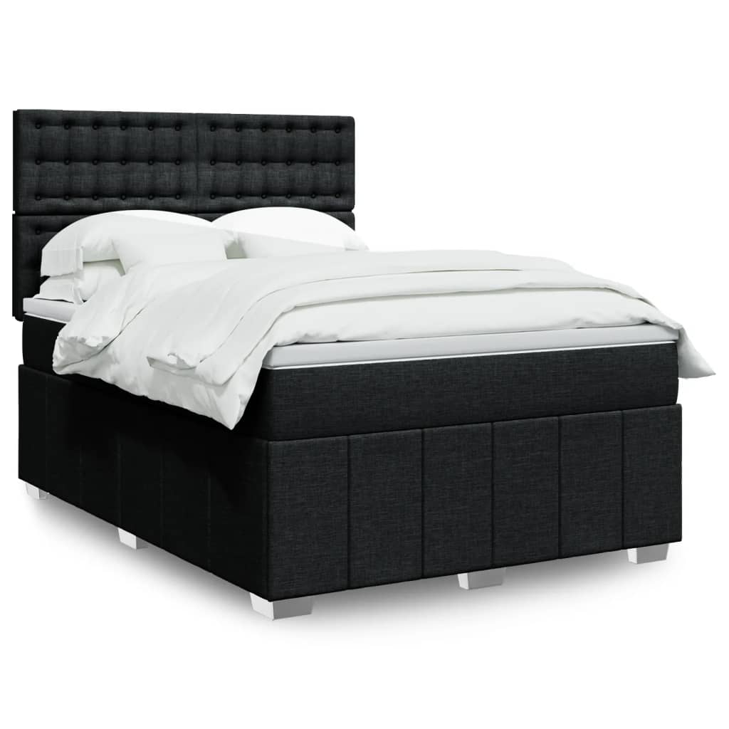Giroletto a Molle con Materasso Nero 140x200 cm in Tessuto
